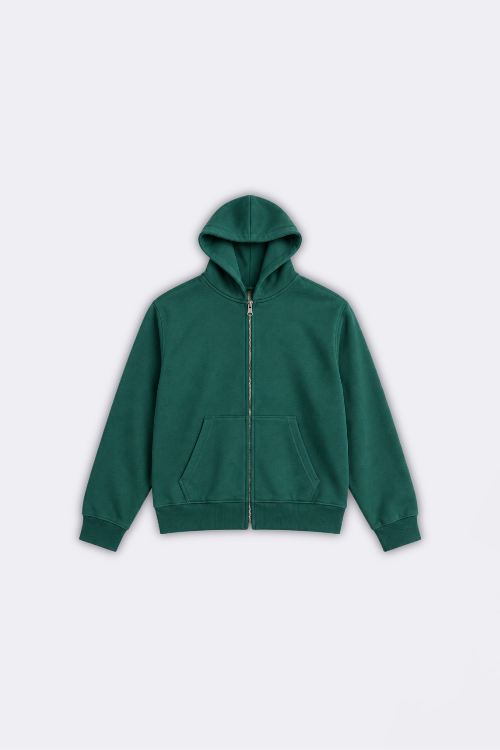 ESSENTIAL ZIP-UP HOODIE – FOREST GREEN