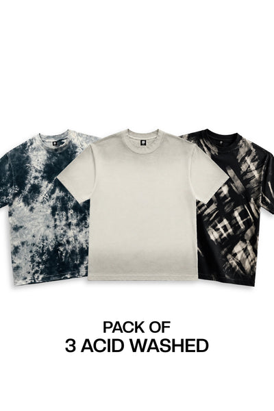 PACK OF 3 ACID WASHED