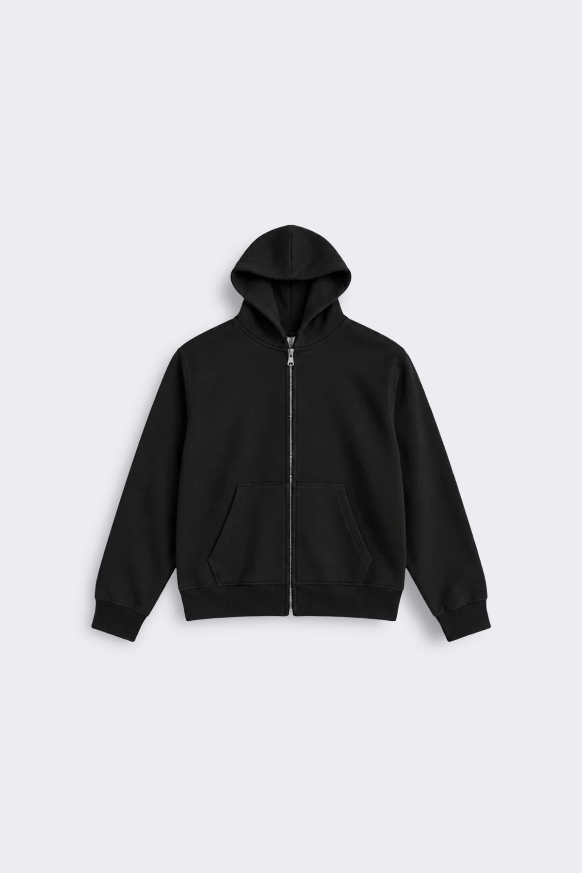 ESSENTIAL ZIP-UP HOODIE – BLACK