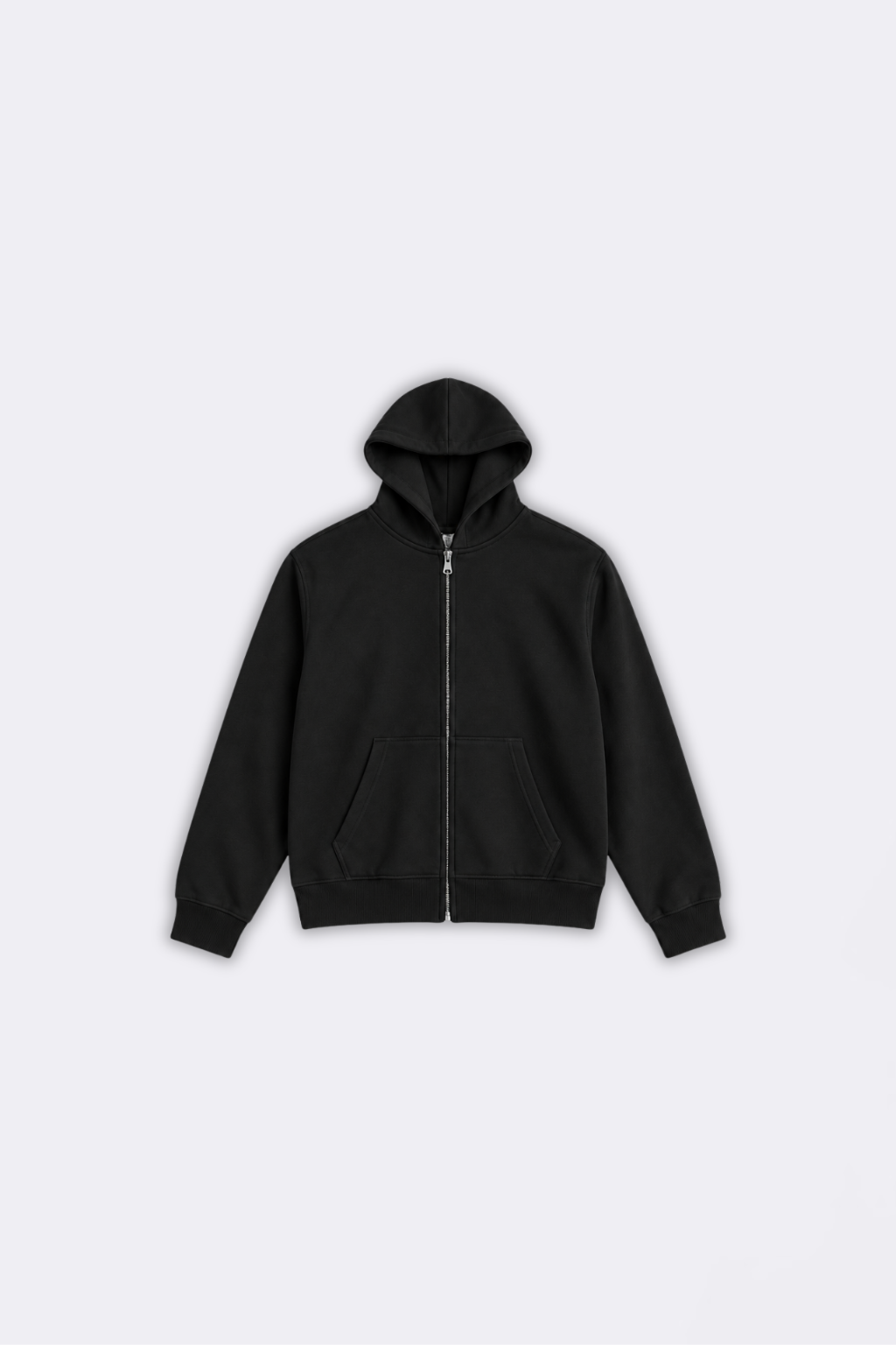ESSENTIAL ZIP-UP HOODIE – BLACK