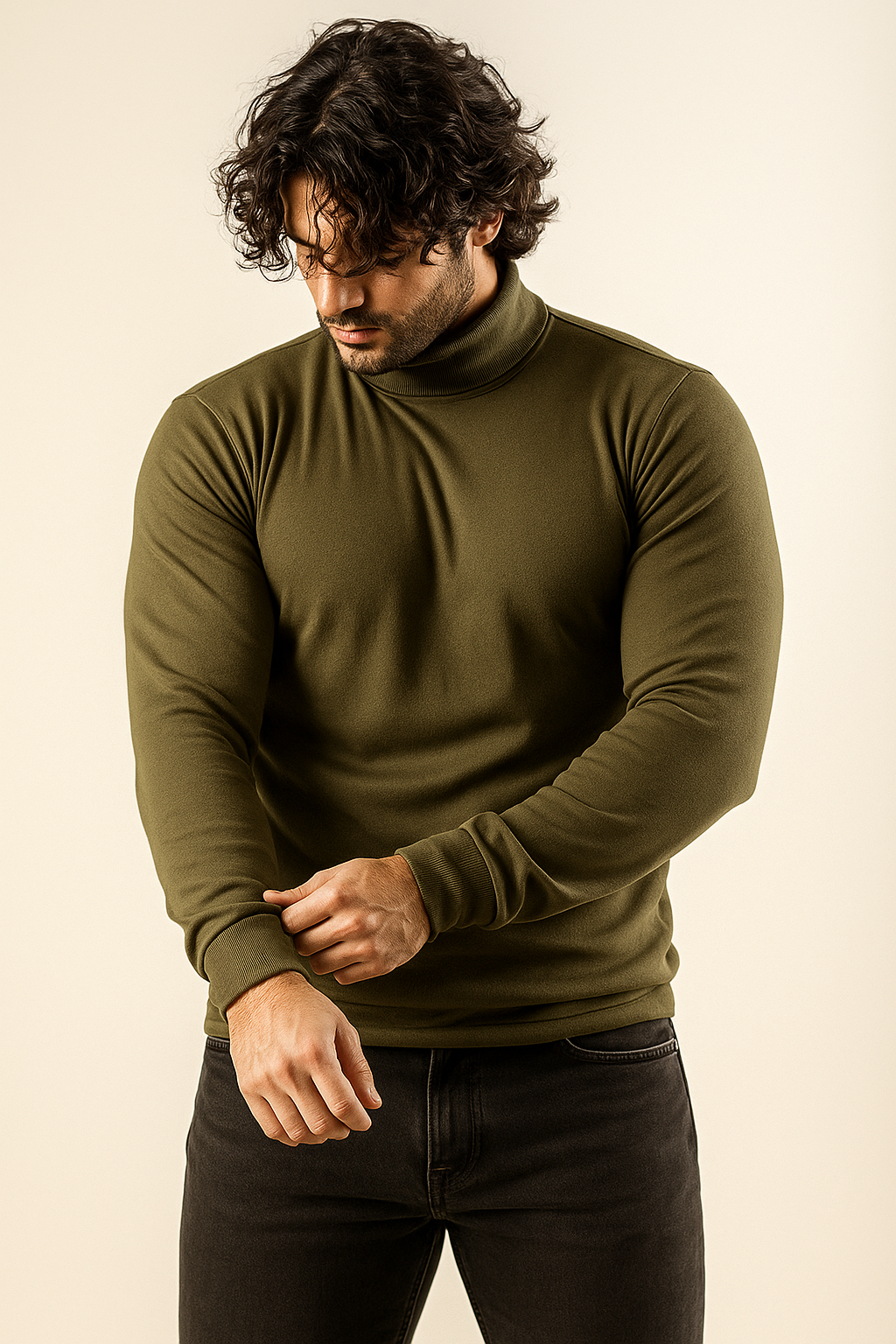 OLIVE GREEN HIGH NECK